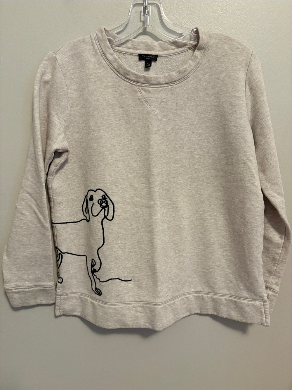 Talbots Light Cream Sweatshirt with Black Dog Outline